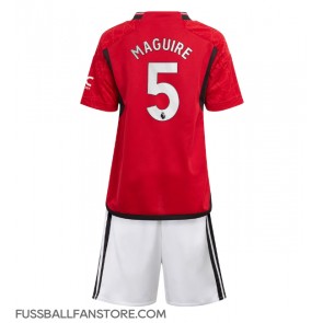 Manchester United Harry Maguire #5 Replik Heimtrikot Kinder 2023-24 Kurzarm (+ Kurze Hosen)